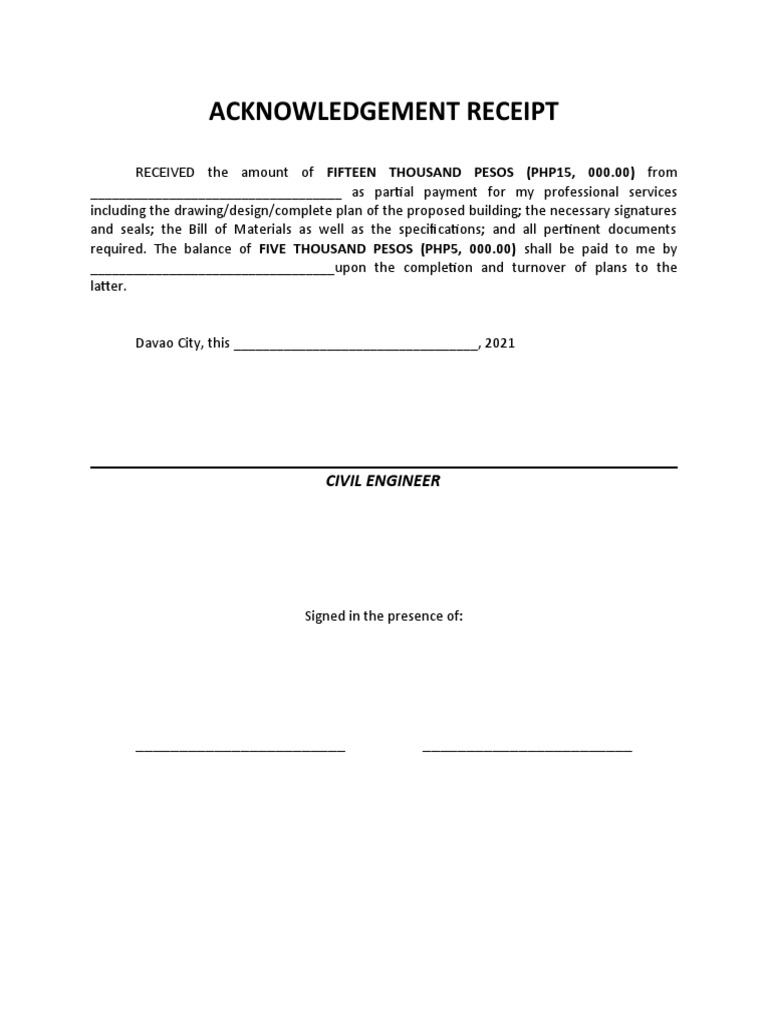 Acknowledgement Receipt for Services | PDF | Business | Law