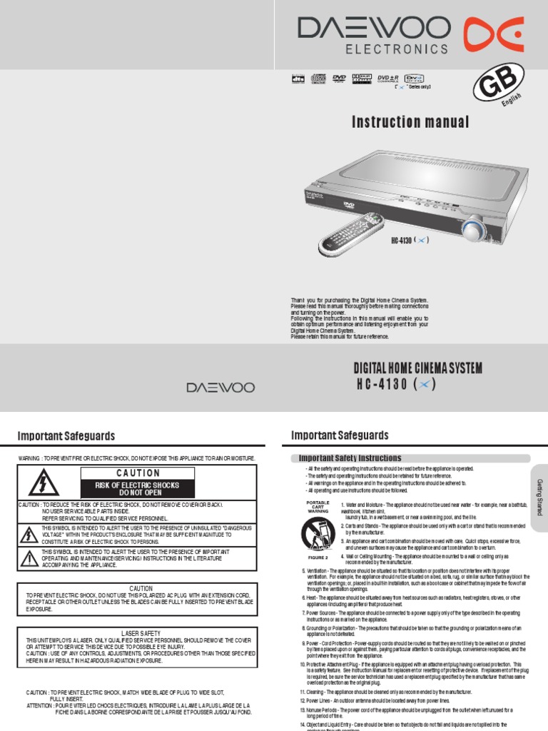 Daewoo Home Theater System Digital Home Cinema System PDF Compact