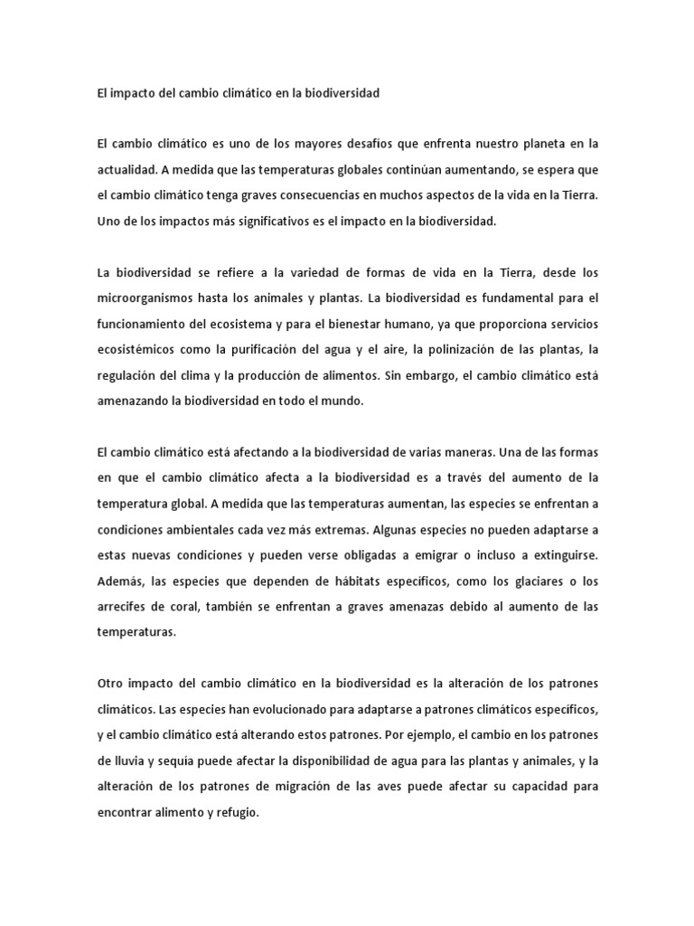 Impacto del Calentamiento en Biodiversidad | PDF | Biodiversidad ...