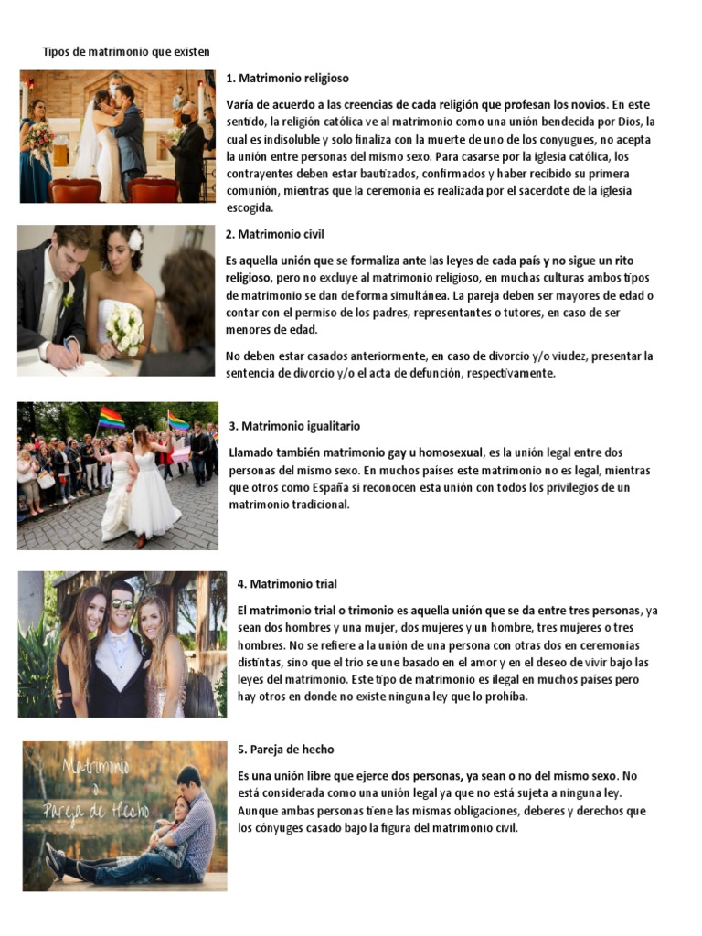 Tipos de matrimonio que existen | PDF | Matrimonio | El matrimonio del ...