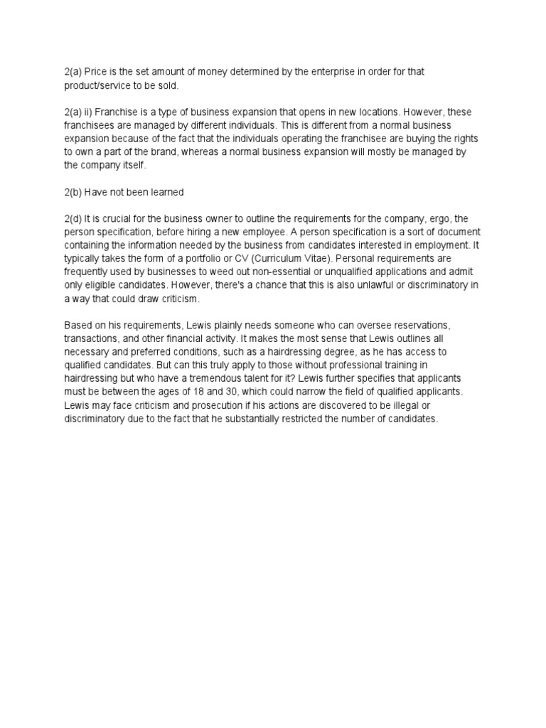 Business Past Paper Practice PDF