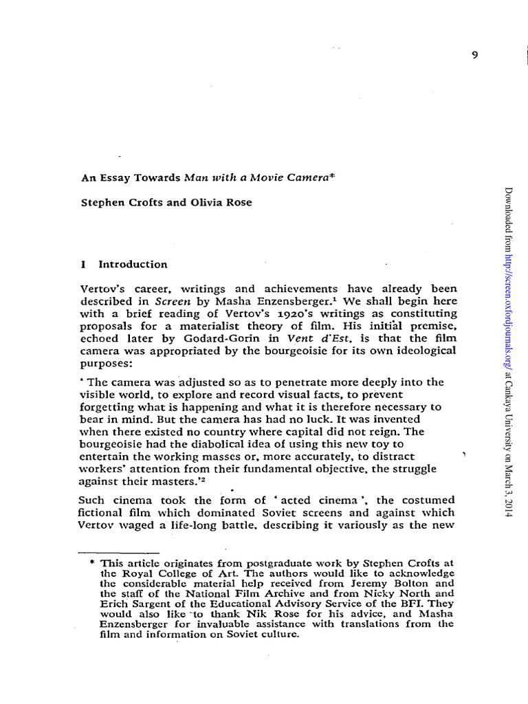 Man With A Movie Camera Essay PDF Karl Marx Dialectic