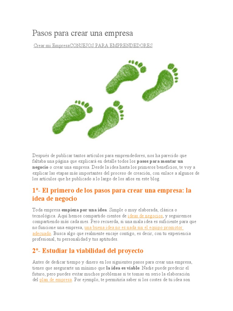 Pasos para Crear Una Empresa | PDF | Iniciativa empresarial | Gestión ...