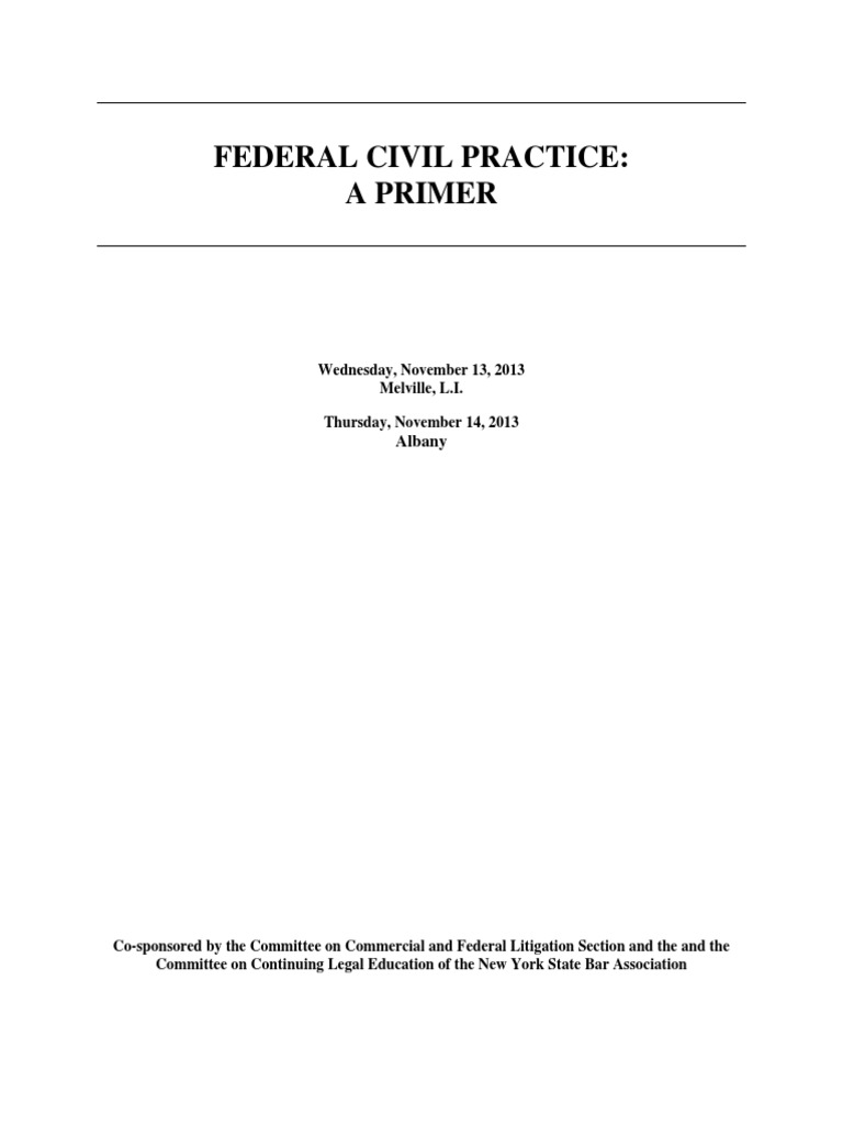 Fall 2013 Coursebook Federal Civil Practice APrimer Download Free PDF
