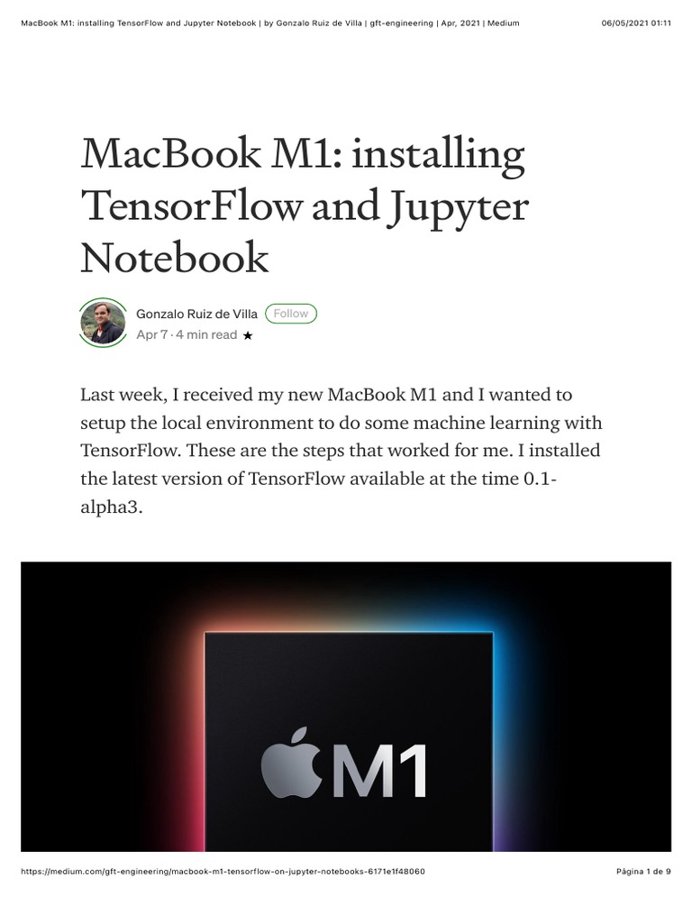 MacBook M1 Installing TensorFlow and Jupyter Notebook by Gonzalo