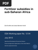 Fertilizer Subsidies in Sub-Saharan Africa: ESA Working Paper No. 12-04 July 2012