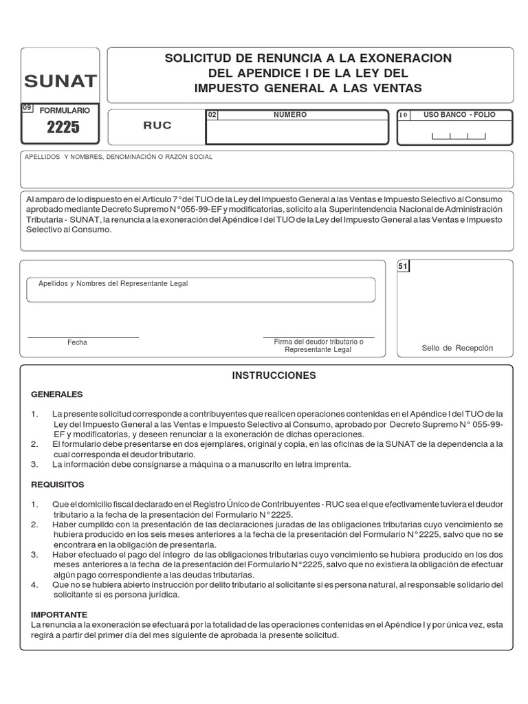 Solicitud Renuncia Exoneración Form. 2225 | PDF | Impuestos | Gobierno