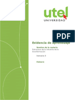 Evidencia de Aprendizaje: Estructura de La Industria de La Transformación