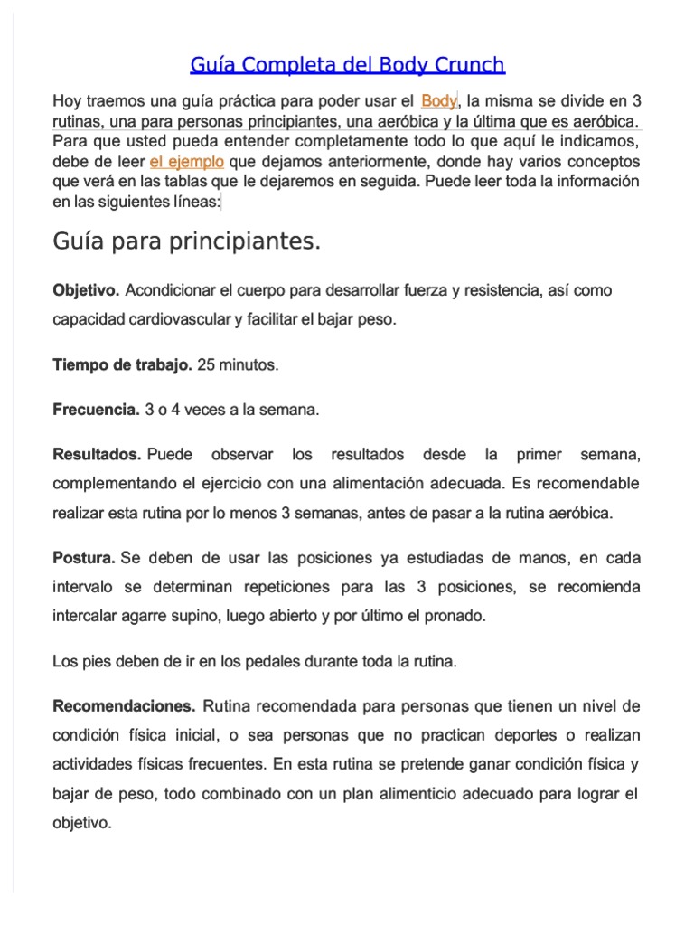 Rutinas Efectivas con Body Crunch | PDF | Nutrición | Dieta y nutrición