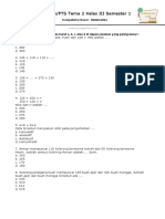 Soal UTS PTS Tema 2 Kelas 3 Semester 1 Matematika