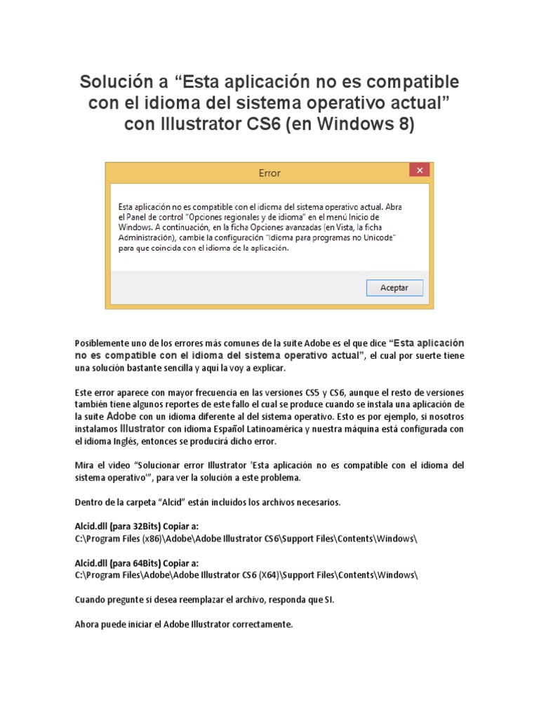 Soluci n error idioma con illustrator cs6 en windows 8 pdf