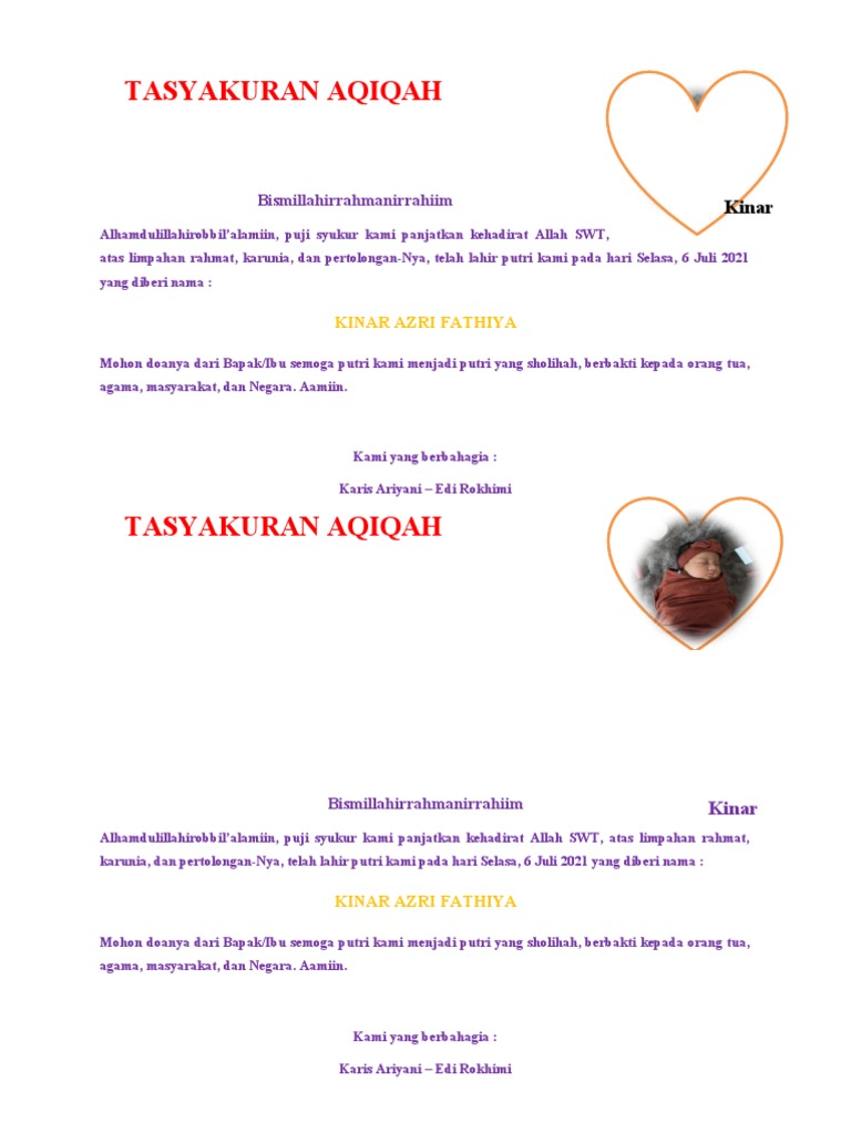 Tasyakuran Aqiqah | PDF