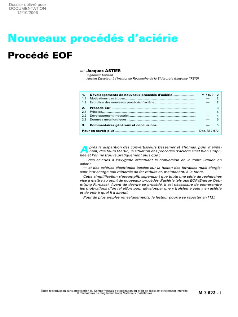 Nouveaux Procédés D'aciérie | PDF | Aciérie | Matériaux