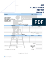 Air Conditioner Repair Service Invoice Template