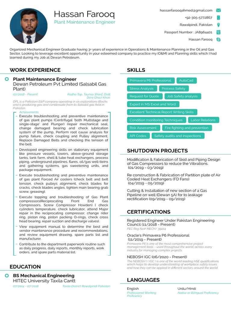 Hassan Plant Maintenance Engineer1 PDF Mechanical Engineering