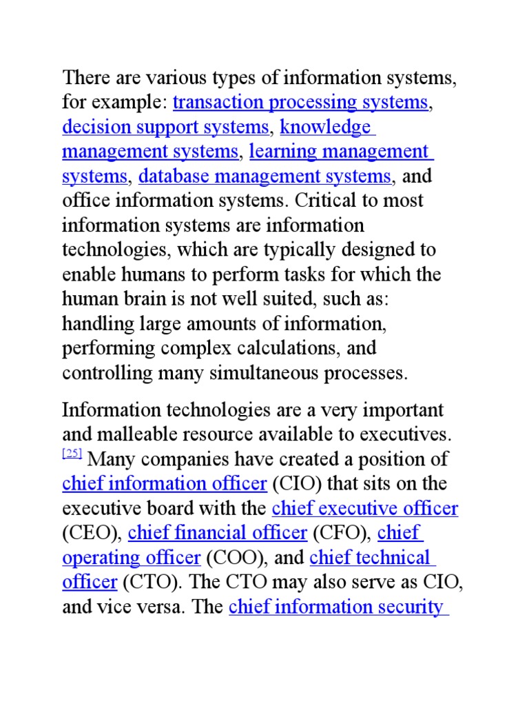 Information Systems Overview | PDF | Information System | Decision ...