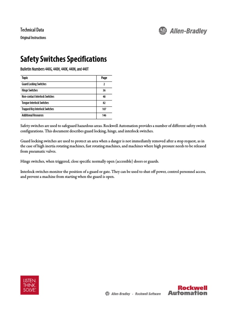 Safety Switches Technical Data | PDF | Switch | Electrical Connector