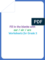Fill The Blanks With Ear or Air or Are Worksheets For Grade 3