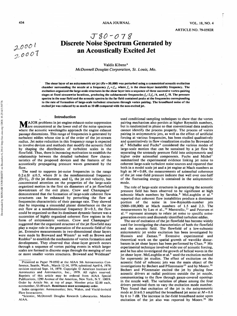 Discrete Noise Spectrum Generated by Acoustically Excited Jet 1980 ...