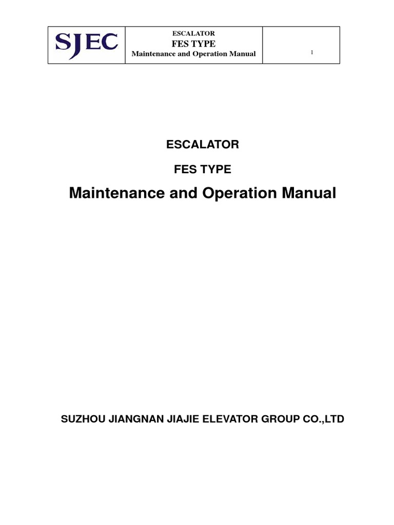 FES Type Escalator Maintenance Manual | PDF | Escalator | Screw