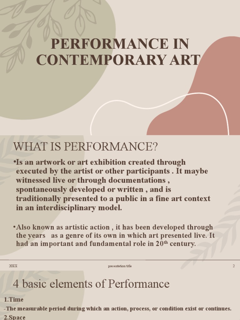 Performance in Contemporary Art PDF