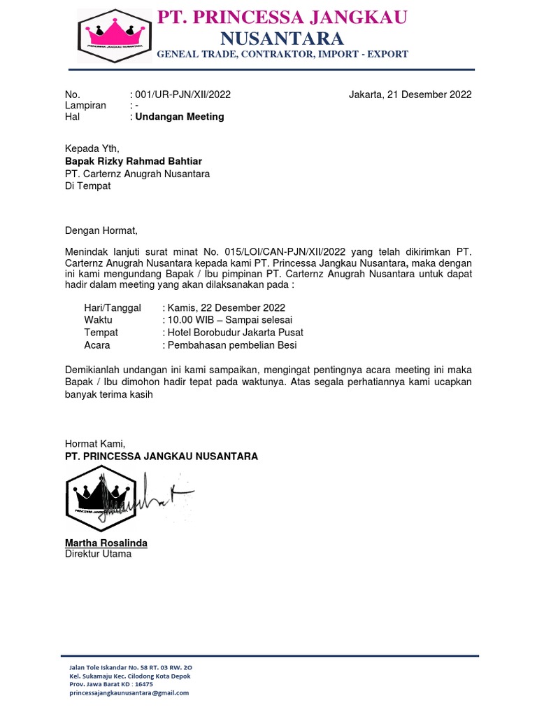 Surat Undangan Rapat | PDF