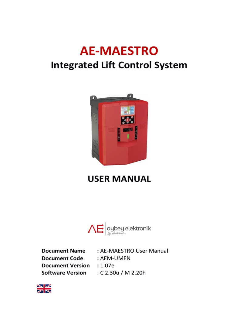 AE MAESTRO User Manual 1 07e | PDF | Elevator | Electric Motor