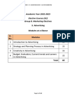 Advertising: Academic Year 2022-2023 Elective Courses (EC) Group B. Marketing Electives