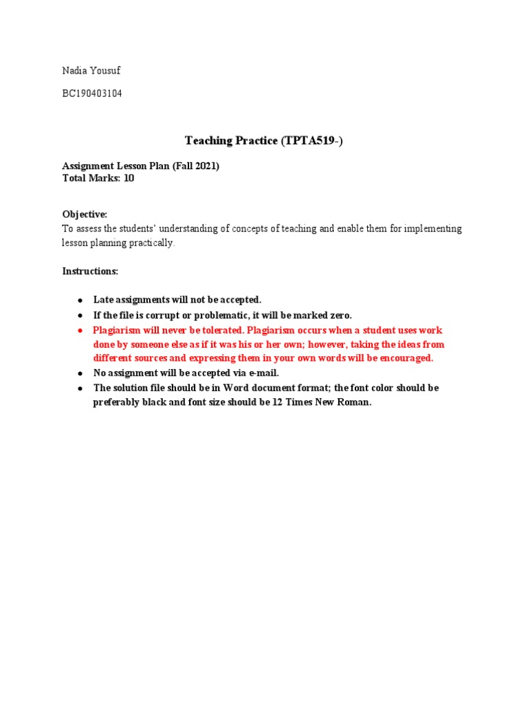 Teaching Practice Assignment Overview | PDF | Teachers | Psychology