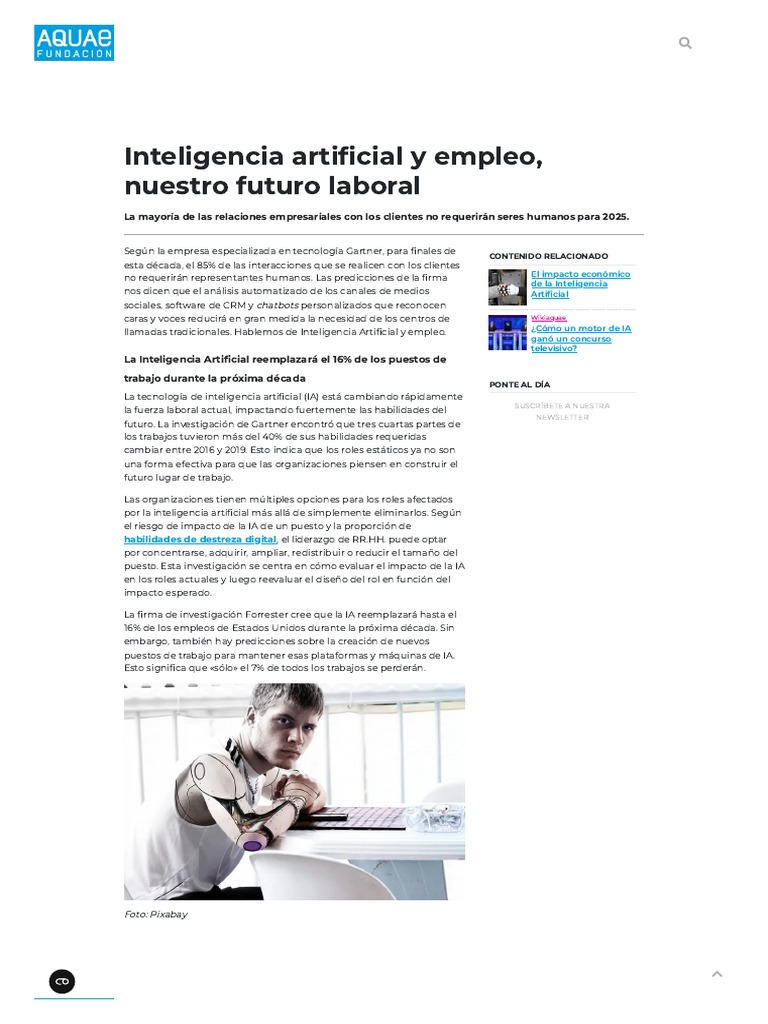 Inteligencia Artificial y Empleo, Nuestro Futuro Laboral - Fundación ...