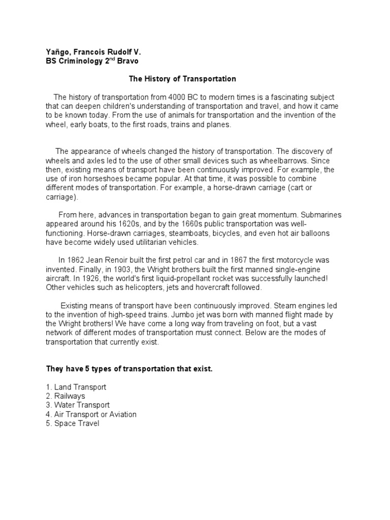 A Comprehensive Overview of the Development of Transportation Through ...