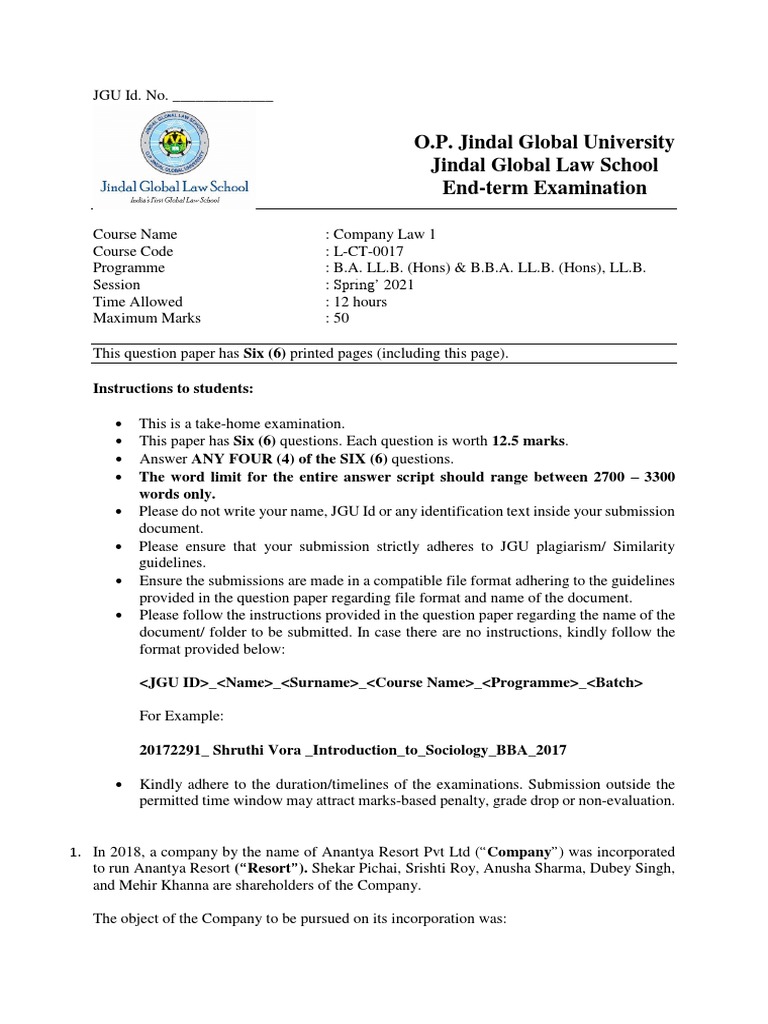 Company Law Exam Guide | PDF | Share Repurchase | Equity (Finance)