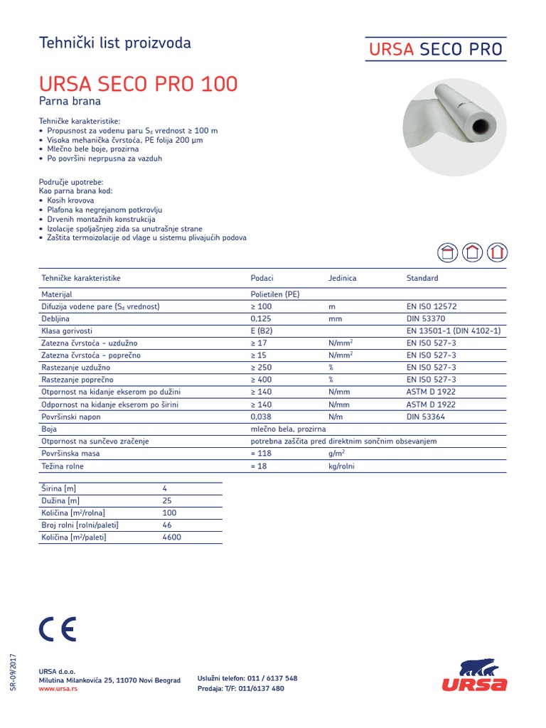 URSA SECO PRO 100 Parna Brana | PDF