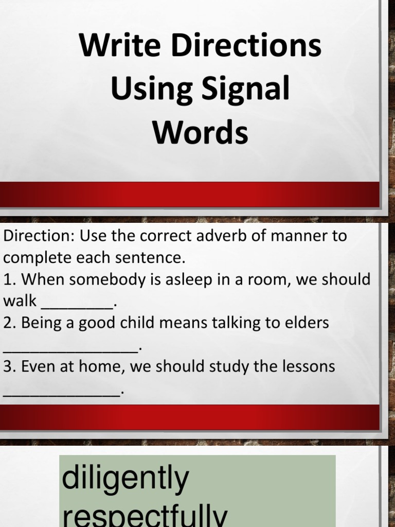 Write Directions Using Signal Words | PDF | Foods | Food And Drink