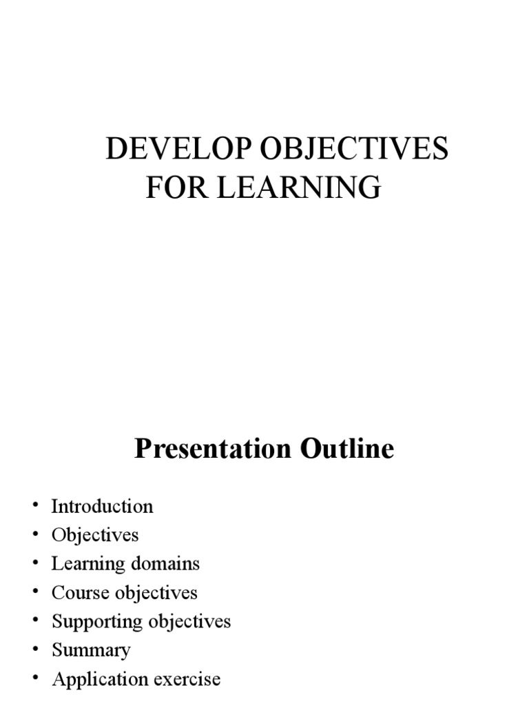 Developing Effective Learning Objectives | PDF | Learning | Change
