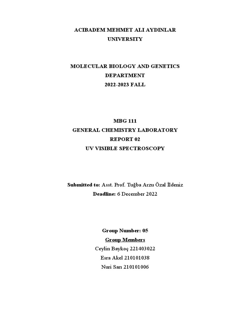 CHE Lab Report 02 PDF Spectrophotometry UltravioletVisible