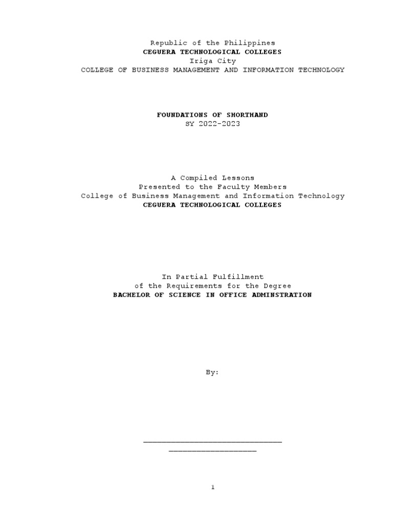 of Foundation of Shorthand PDF Shorthand