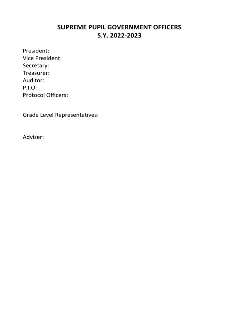 Supreme Pupil Government Officers PDF