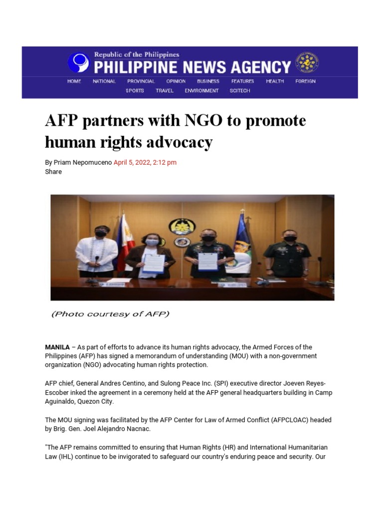 (Article) AFP To NGO Human Rights | PDF | International Humanitarian ...