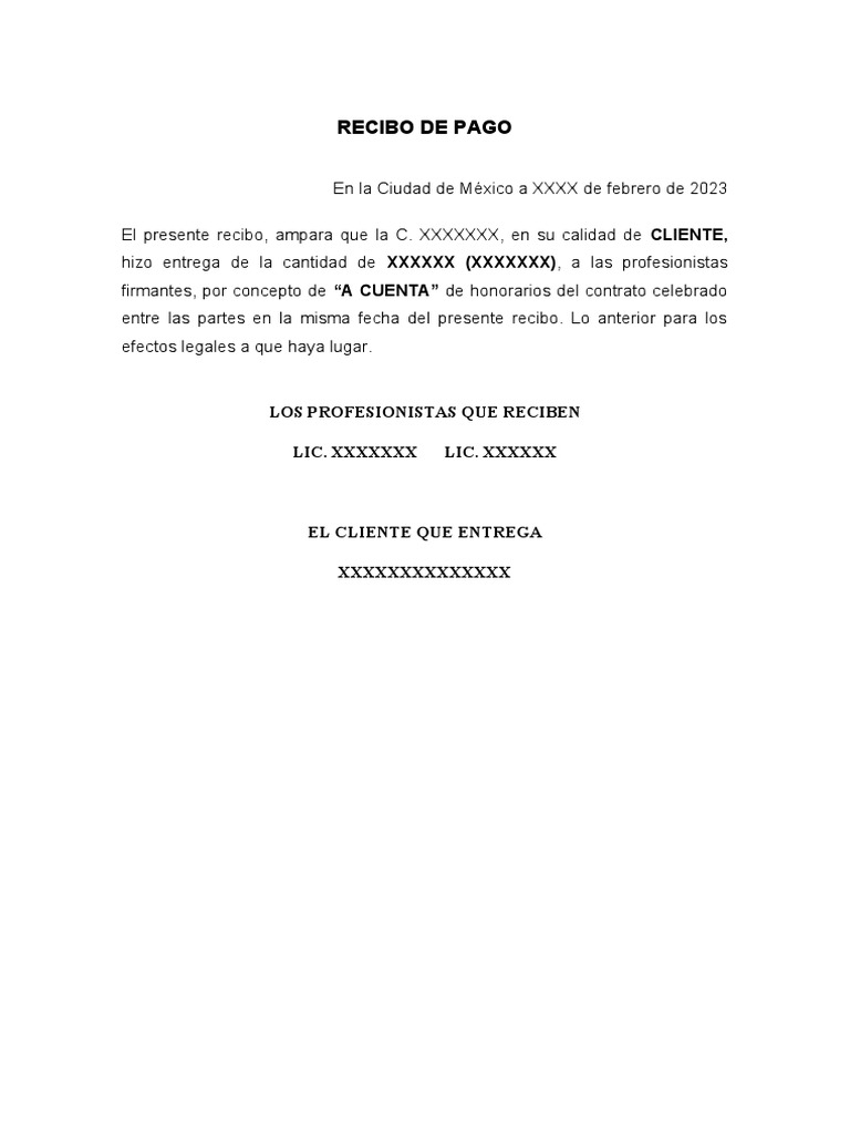 Recibo de Pago Honorarios | PDF