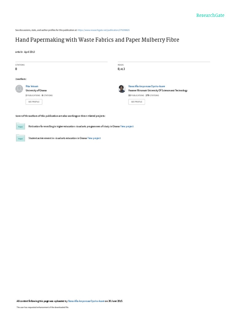 Hand Papermaking PDF Paper Waste