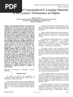 Effectiveness of Contextualized E-Learning Materials To The Learners' Performance in Filipino