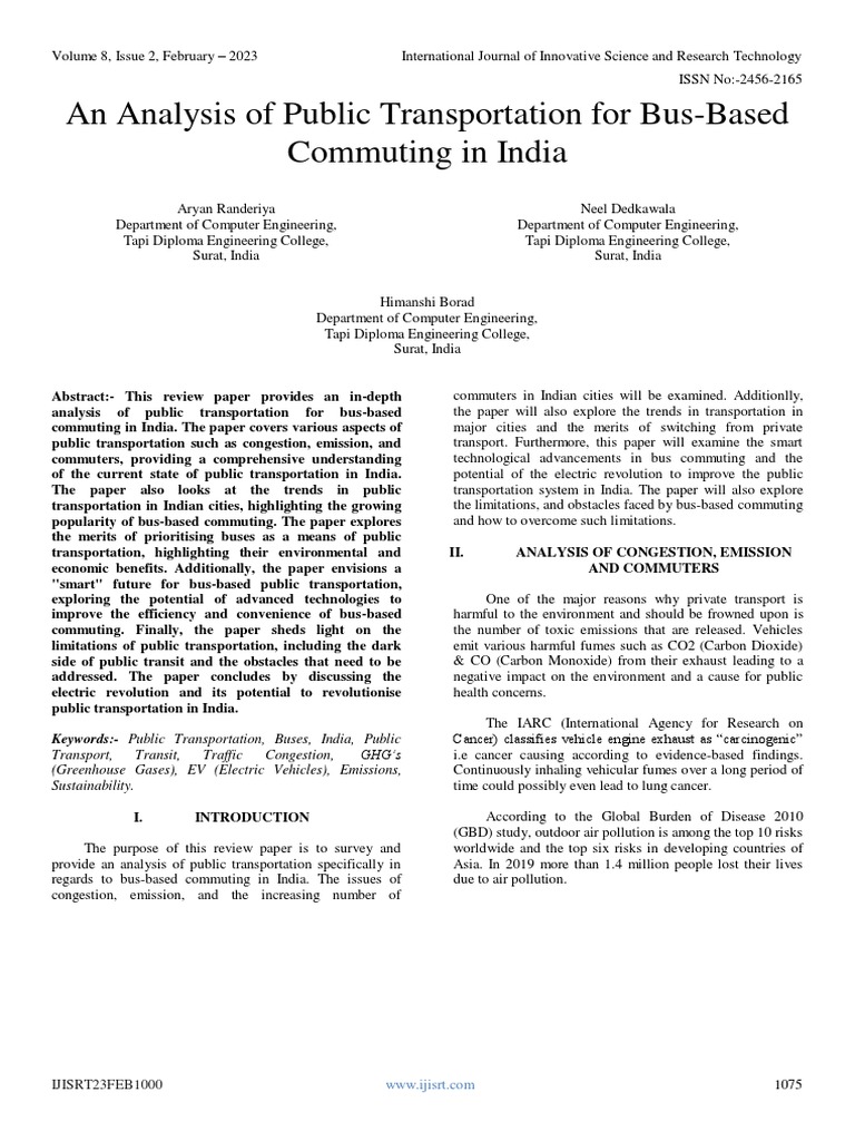 Bus-Based Commuting in India: An Analysis | PDF | Public Transport ...