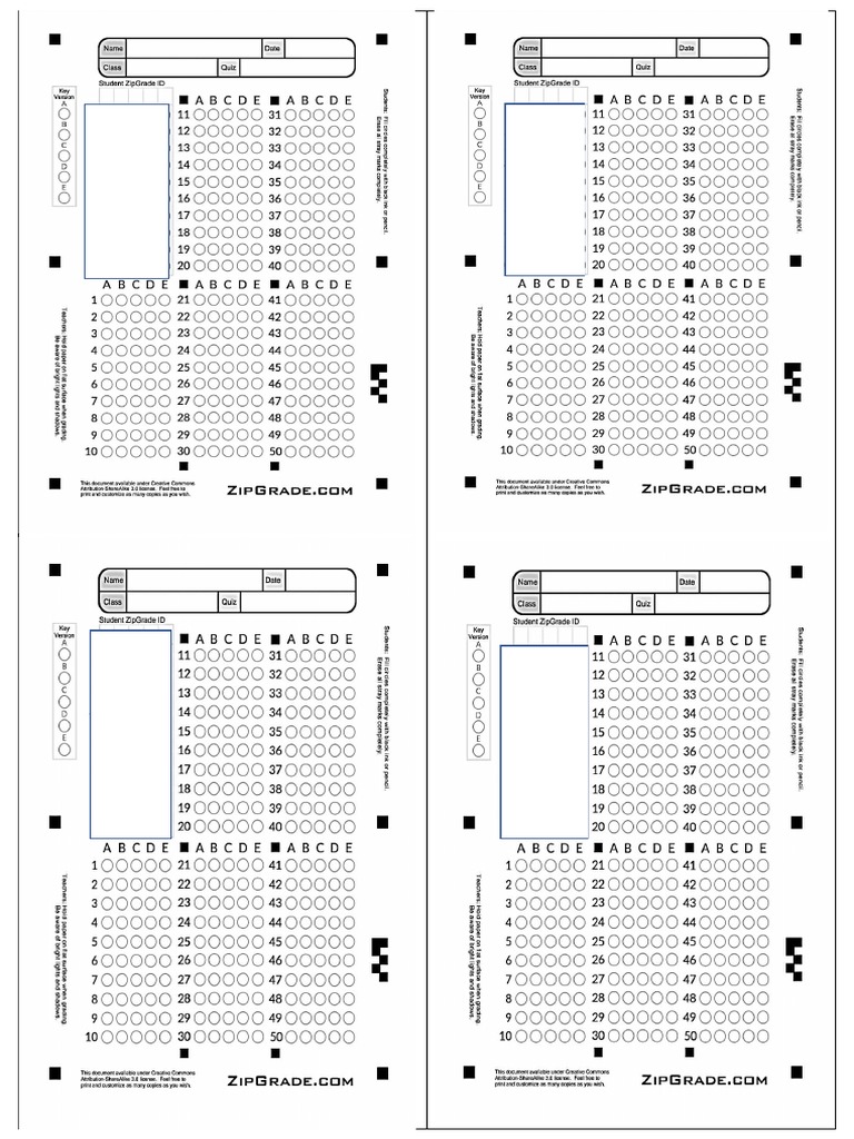 Long x4 zip grade answersheet pdf