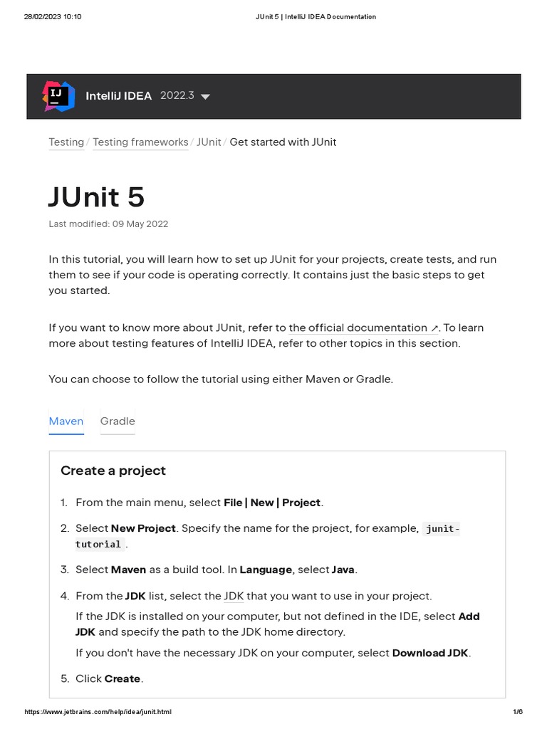JUnit 5 - IntelliJ IDEA Documentation | PDF