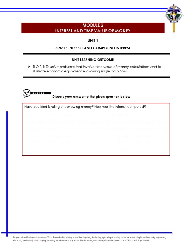 Module 2 interest and time value of money pdf interest loans