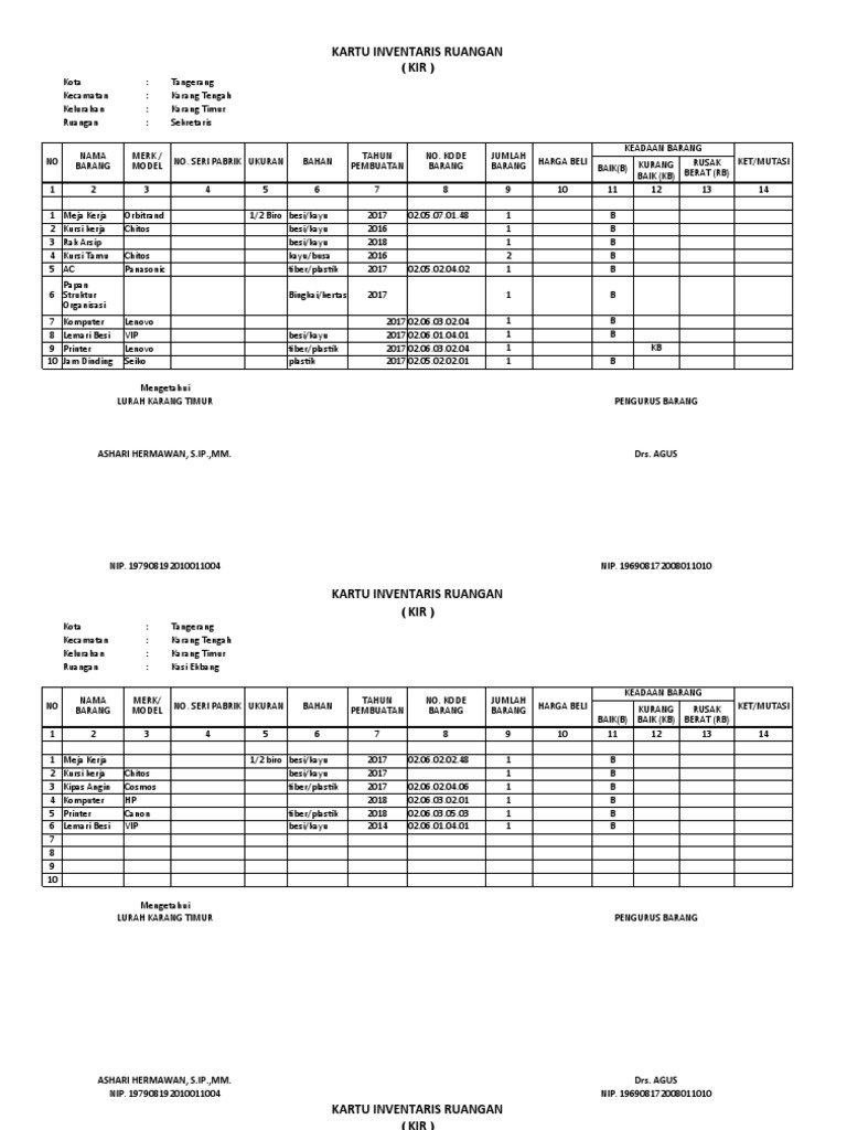 KARTU INVENTARIS 2022rr | PDF