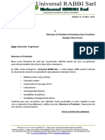 Demande d'agrément au Président de Handicap sans frontières