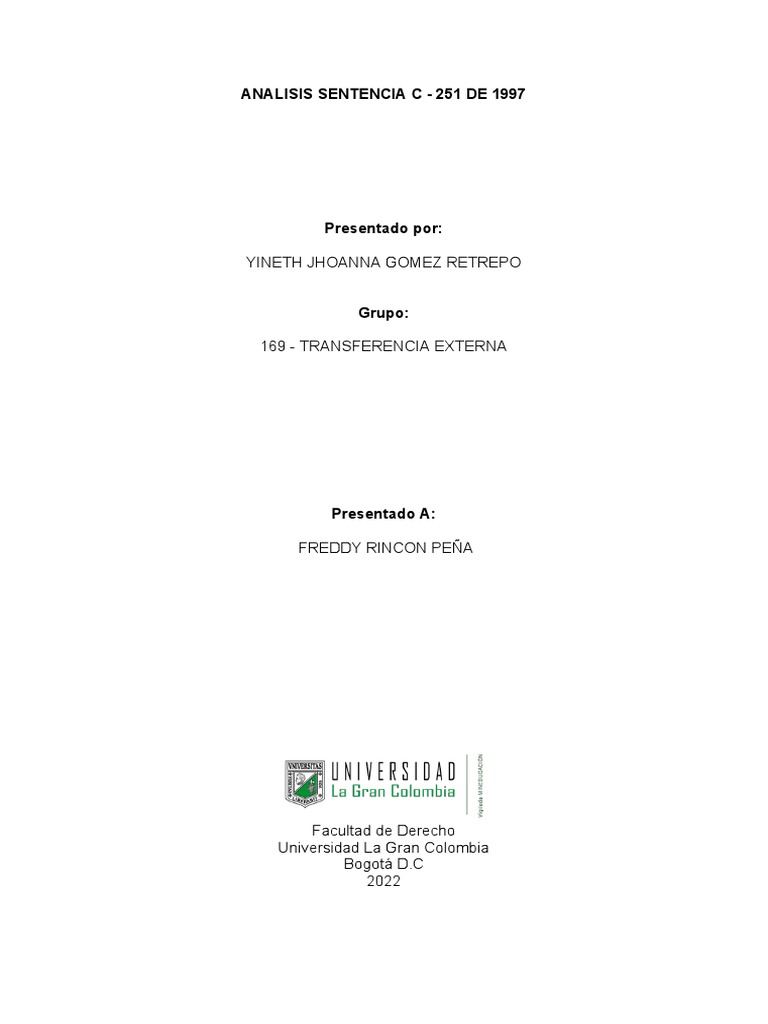 Análisis de la Sentencia C-251 de 1997 | PDF | Derechos humanos | Derechos