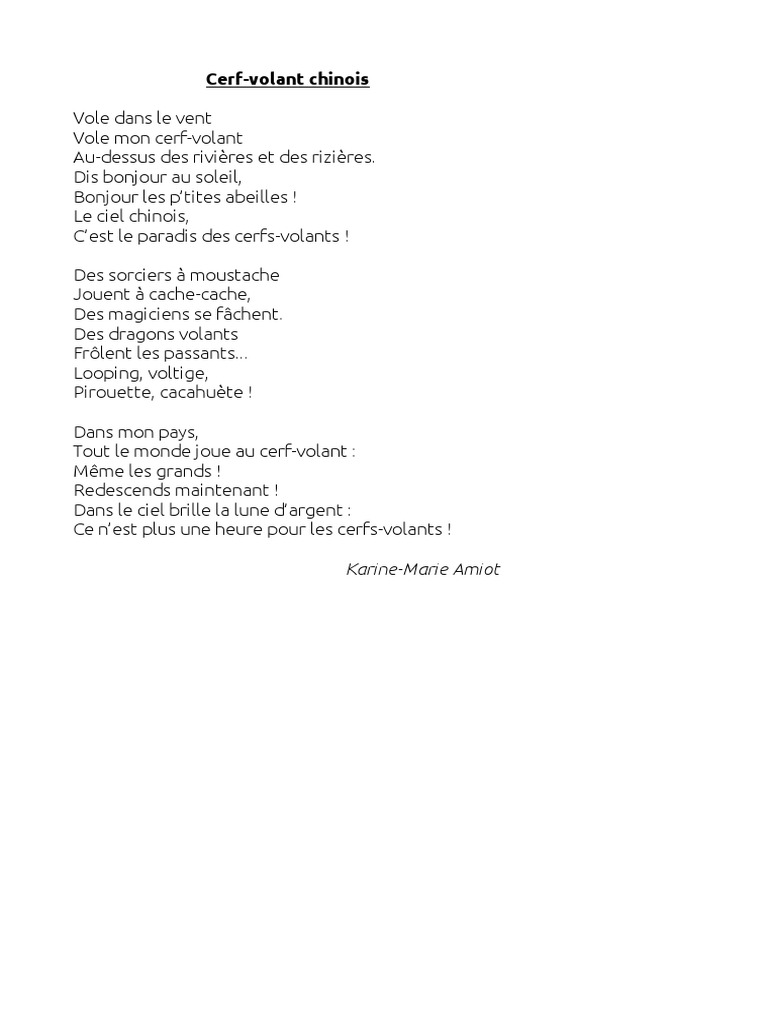 Poesie Cerf Volant Chinois